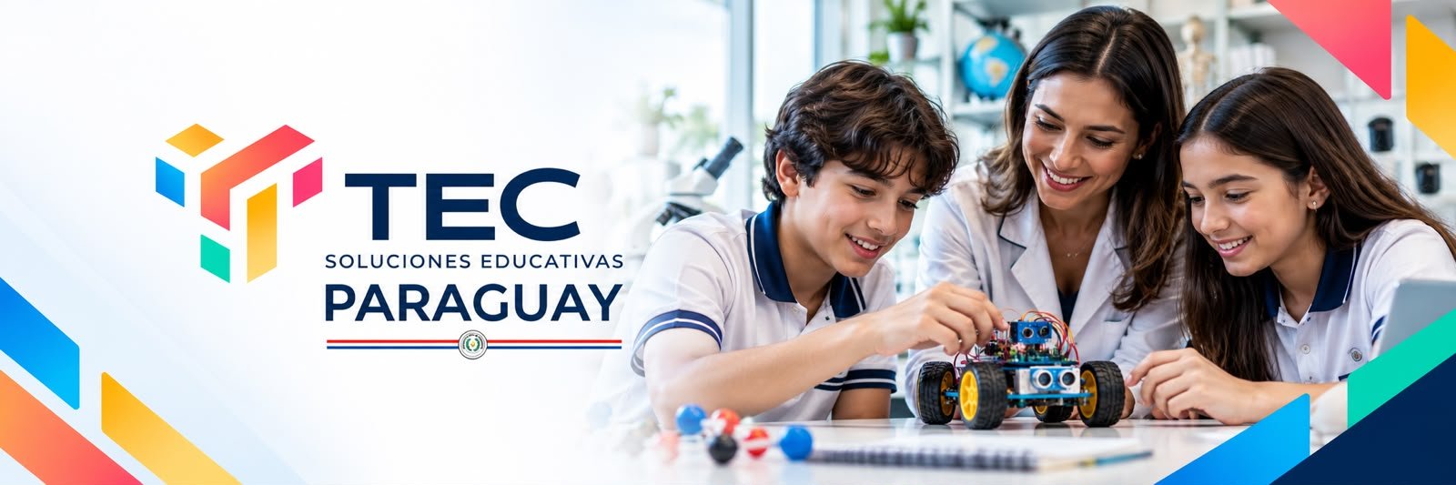 TEC Soluciones Educativas Paraguay: docente y estudiantes explorando la robótica. Imagen ilustrativa.